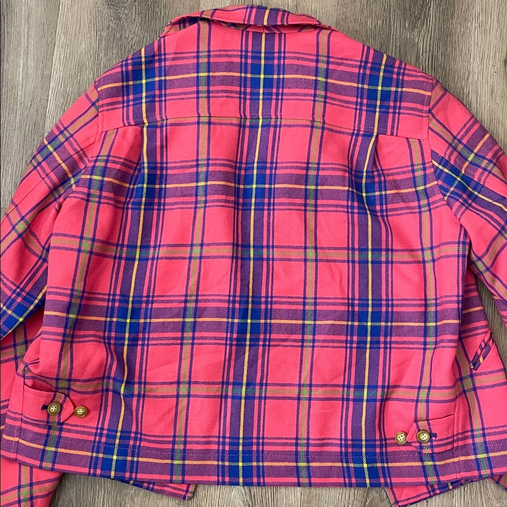 Isaac Mizrahi 90s Vintage Clueless Pink Plaid Wool Jacket Womens Size Medium Y2K - Picture 13 of 13